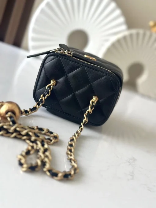 Chanel Vanity Case with Gold Ball Charm - Image 9